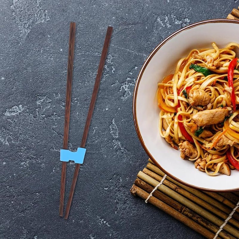 Non Slip Silicone Chopstick Training Aid Connector For Kids And Seniors Blue 5 Pack - Image 5